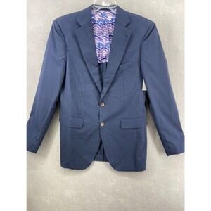 Alton Lane Blazer Jacket Men 40L Blue Notch Single Breasted Pockets Tailored Fit